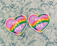 Novelty earrings, don't be a dick, novelty jewellery, fun earrings, kawaii jewelry, kawaii earrings, quirky gifts, quirky earrings, heart