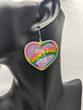 Novelty earrings, don't be a dick, novelty jewellery, fun earrings, kawaii jewelry, kawaii earrings, quirky gifts, quirky earrings, heart