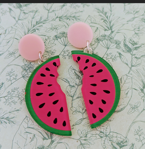 Watermelon fruit stud earrings