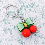 Red cherry fruit keychain