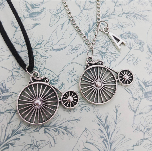 Penny farthing bicycle necklace