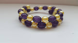 Mum gifts, purple glittery bracelet, yellow wrap bracelet, purple bangle, pearl bracelet, yellow pearl bangle, cute bracelet, cute jewelry,
