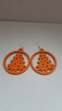 Christmas tree earrings, wooden earrings, christmas jewelry, multi coloured earrings, novelty earrings, quirky earrings, stocking filler