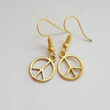 Peace earrings, peace jewelry, hippie earrings, hippie jewelry, gold earrings, charm earrings, peace sign earrings, gifts for her,