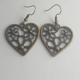 Heart earrings, heart jewelry, bronze earrings, bronze jewelry, flower earrings, valentines earrings, valentines jewelry, gifts for her