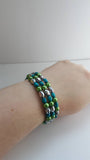 Green bangle, green jewelry, girlfriend gifts, gifts for her, silver bangle, handmade bracelet, cute bracelet, cute jewelry, wooden bracelet