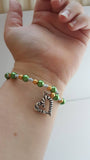 Heart bracelet, heart jewelry, gifts for her, green bracelet, anniversary gifts, handmade bracelet, cuff bracelet, girl bracelet,