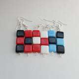 Asymmetrical earrings, mismatched earrings, gifts for her, 80s earrings, art deco earrings, 80s jewelry, square earrings, handmade earrings