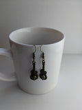 Skull earrings, skull jewelry, guitar earrings, bronze earrings, bronze jewelry, gifts for her, punk earrings, punk jewelry,