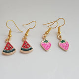 Melon earrings, fruit earrings, fun earrings, strawberry earrings, kitsch earrings, food earrings, food jewelry, summer earrings,