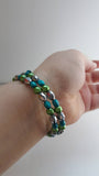 Green bangle, green jewelry, girlfriend gifts, gifts for her, silver bangle, handmade bracelet, cute bracelet, cute jewelry, wooden bracelet