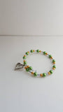 Heart bracelet, heart jewelry, gifts for her, green bracelet, anniversary gifts, handmade bracelet, cuff bracelet, girl bracelet,
