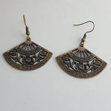 Fan earrings, tribal earrings, tribal jewelry, gifts for her, bronze earrings, zen earrings, statement earrings, chinese earrings,