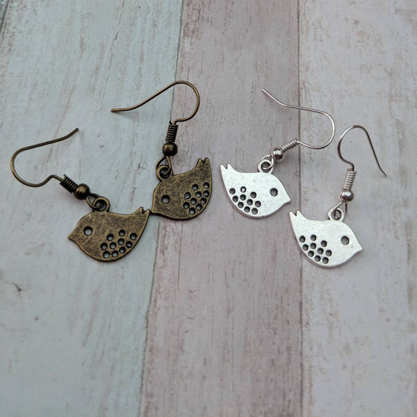Bird earrings, love bird earrings, teen earrings, bronze earrings, animal earrings, graduation gift, animal lover, animal gifts, bird gifts,