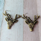 Deer earrings, deer jewelry, animal earrings, animal jewelry, bronze earrings, stag earrings, wildlife jewelry, wildlife earrings