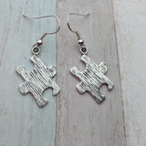 Jigsaw earrings, hippie earrings, hippie jewelry, quirky jewelry, quirky earrings, autism earrings, charm earrings, awareness earrings