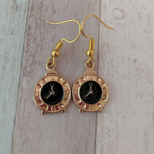Clock earrings, steampunk earrings, ladies earrings, charm earrings, novelty earrings, novelty jewelry, fashion earrings, gifts for her
