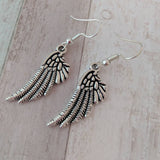 Feather earrings, feather jewelry, charm earrings, native earrings, native jewelry, angel earrings, angel jewelry, bird earrings,