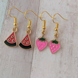 Melon earrings, fruit earrings, fun earrings, strawberry earrings, kitsch earrings, food earrings, food jewelry, summer earrings,