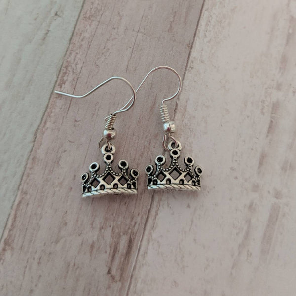 Crown earrings, princess earrings, novelty earrings, charm earrings, fandom earrings, fandom jewelry, gifts for her, girl earrings,