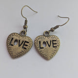 Heart earrings, bronze earrings, love earrings, girlfriend gifts, anniversary gifts, birthday gifts, ladies earrings, heart jewelry,