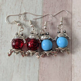 Frog earrings, frog bead earrings, stocking filler, frog jewelry, animal earrings, animal jewelry, animal lover gifts, toad earrings