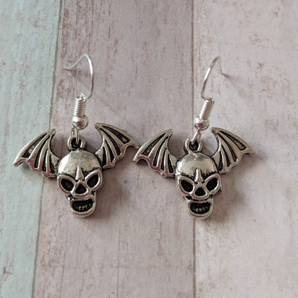 Skull earrings, demon earrings, day of the dead, horror earrings, devil earrings, gothic earrings, gothic jewelry, scary earrings,