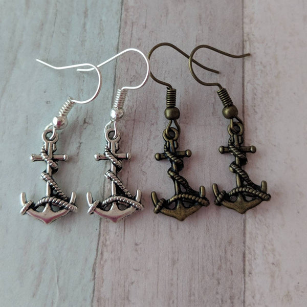 Anchor earrings, anchor jewelry, charm earrings, nautical earrings, ocean earrings, sea earrings, holiday earrings, gifts for her,