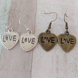 Heart earrings, bronze earrings, love earrings, girlfriend gifts, anniversary gifts, birthday gifts, ladies earrings, heart jewelry,