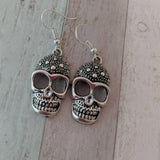 Skull earrings, skull jewelry, day of the dead, gothic earrings, gothic jewelry, punk earrings, punk jewelry, pirate earrings,