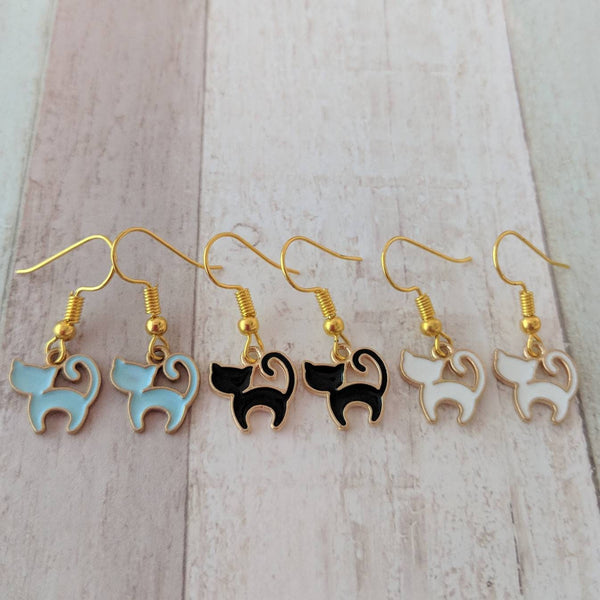 Cat earrings, cat jewelry, animal earrings, animal jewelry, gifts for her, handmade earrings, cat gift, charm earrings, animal lover gift