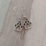 Paw earrings, dog earrings, animal earrings, animal jewelry, cute earrings, vegan earrings, animal lover jewelry, charm earrings,