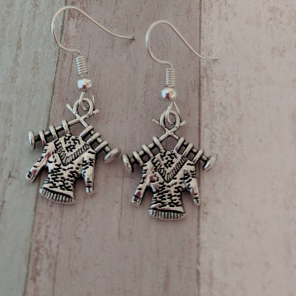 Craft earrings, knitting earrings, knitting jewellery, knitting gift, hobby lover gift, gifts for her, nan earrings, mum earrings, teen gift