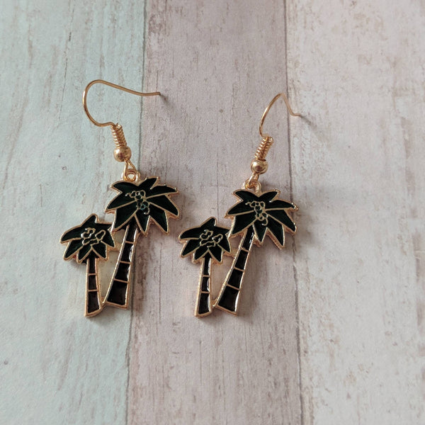 Palm tree earrings, summer earrings, beach earrings, hipster earrings, surfer girl gift, tropical earrings, beach jewelry, gifts for her