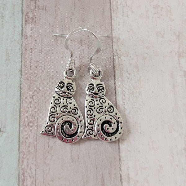Cat earrings, cat jewellery, animal earrings, animal jewellery, cat lover gifts, kitty earrings, charm earrings, gifts for her, sister gifts