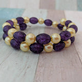 Mum gifts, purple glittery bracelet, yellow wrap bracelet, purple bangle, pearl bracelet, yellow pearl bangle, cute bracelet, cute jewelry,