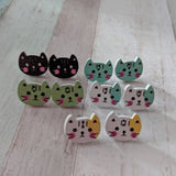 Cat earrings, cat jewelry, animal earrings, animal jewellery, stud earrings, cat lover gifts, gifts for her, kitten earrings, teen earrings