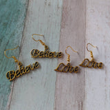 Love earrings, romantic earrings, gifts for her, novelty earrings, girl earrings, word earrings, charm earrings, teen earrings, teen gifts
