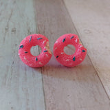 Doughnut earrings, kawaii earrings, kei jewelry, food earrings, food jewellery, dessert earrings, novelty earrings, stud earrings,