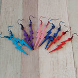 Lightning bolt earrings, punk style earrings, kawaii earrings, kawaii jewelry, fun retro earrings, novelty earrings, aesthetic earrings,