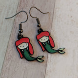 Mermaid earrings, mermaid jewellery, cartoon earrings, fandom earrings, fandom jewelry, gifts for her, kawaii earrings, kei jewelry,