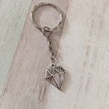 Diamond keyring, girl keyring, personalised keyring, personalised gifts, gifts for her, birthday gifts, charm keyring, retro keyring,