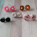 Doughnut earrings, kawaii earrings, kei jewelry, food earrings, food jewellery, dessert earrings, novelty earrings, stud earrings,