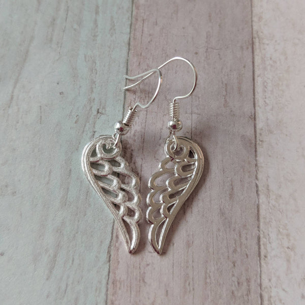Angel wing earrings, angel jewelry, gifts for her, girl earrings, guardian angel gifts, guardian angel earrings, protection earrings