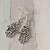 Hamsa earrings, amulet earrings, amulet jewellery, good luck earrings, hand of Fatima jewelry, spiritual earrings, spiritual jewellery,