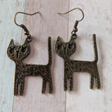 Bronze cat earrings, cat mom gifts, gifts for cat lovers, statement earrings, crazy cat lady jewelry, cat themed, cat accessories, kitty cat