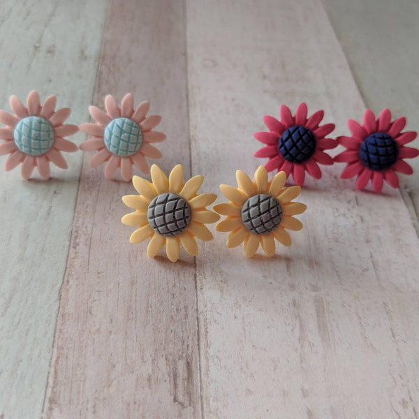 Sunflower earrings, summer earrings, flower earrings, flower jewellery, gifts for her, summer jewellery, sister gifts, mum earrings,