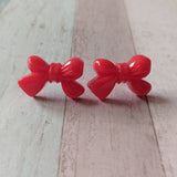 Bow stud earrings, girl earrings, red earrings, cute earrings, cute jewellery, kawaii earrings, kei jewelry, gifts for her, teen gifts