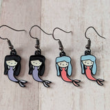 Mermaid earrings, cartoon earrings, mermaid gifts, mermaid jewellery, gifts for her, cartoon jewellery, fandom earrings, fun earrings,