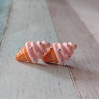 Ice cream earrings, summer earrings, beach earrings, gifts for her, summer jewellery, miniature food, novelty earrings, stud earrings,